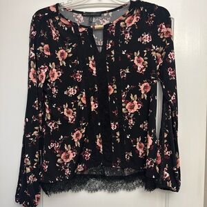 White House Black Market Tunic Black Floral